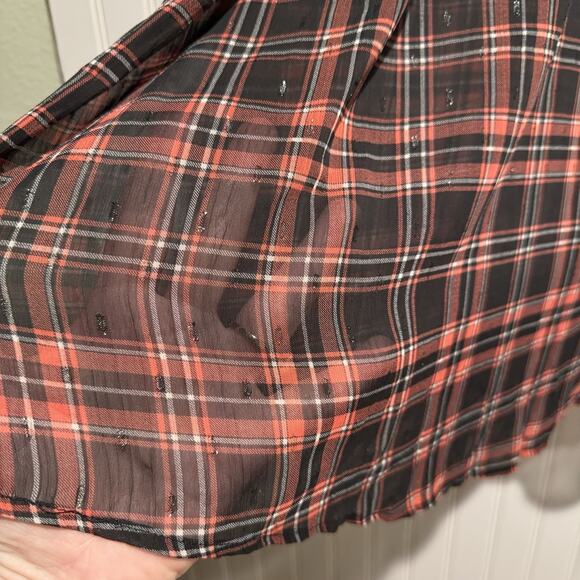 Torrid Plaid Chiffon Ruched Sleeve Blouse NEW Plus Size 4X - Picture 3 of 8